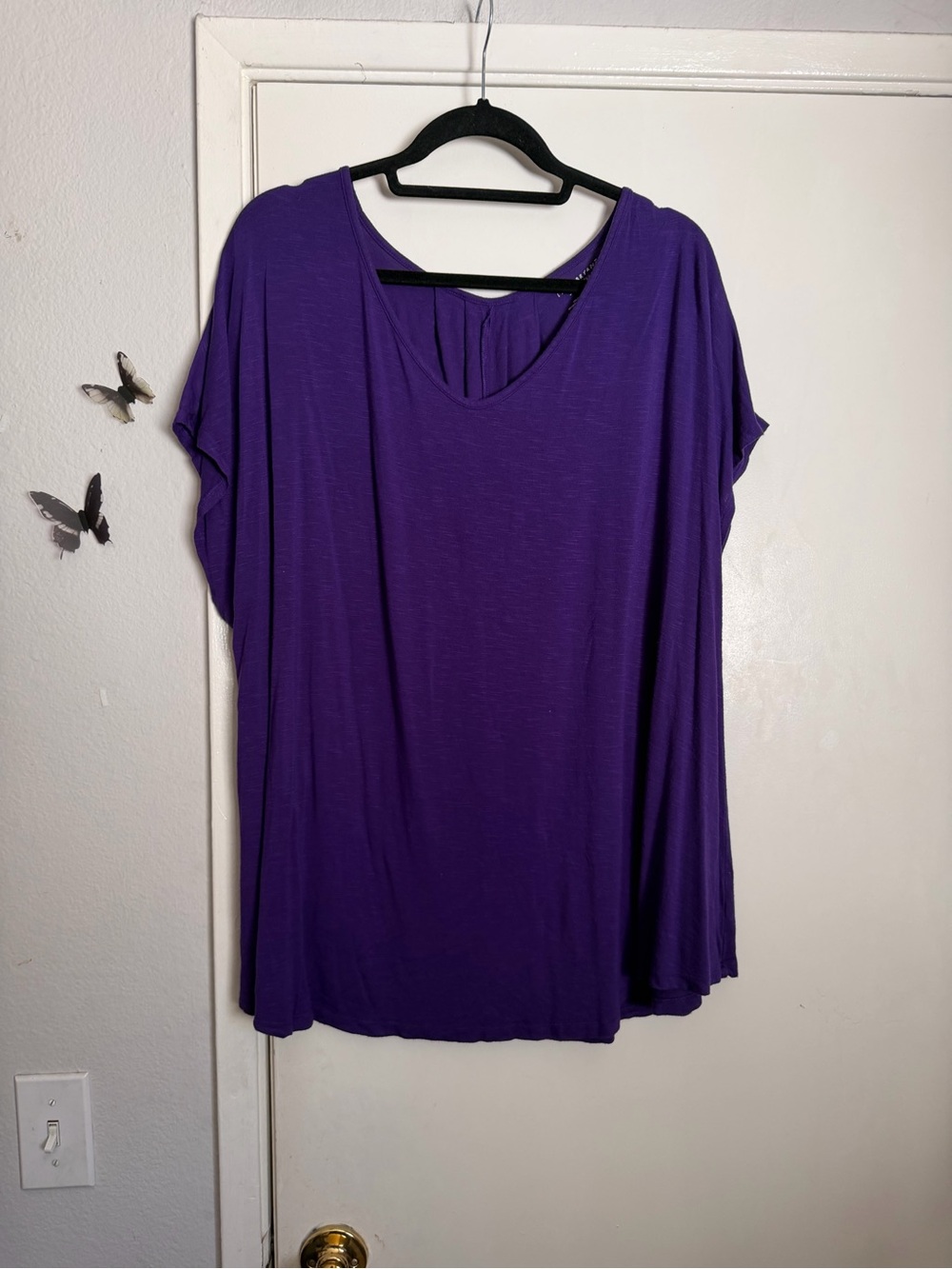 Lane Bryant Purple Short Sleeve V-Neck Tunic Top